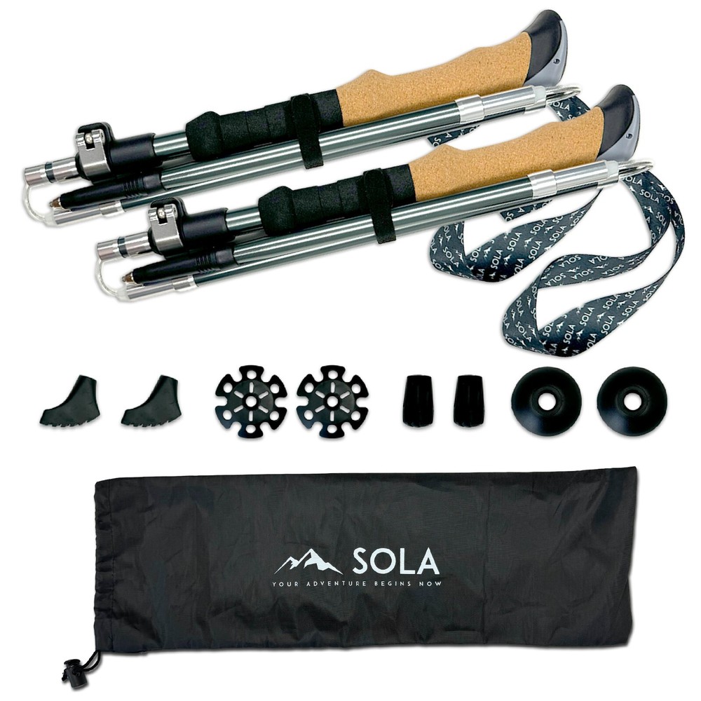 SOLA Collapsible Hiking Trekking poles Lightweight Foldable Walking Sticks