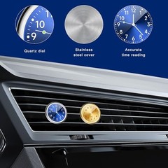 2PCS Stick on Dashboard Car Clock, Mini Luminous Automotive Vent Blue+golden