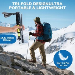 Lightweight 7075 Aluminum Trekking Poles Adjustable Anti-Slip Handle Shock Tips