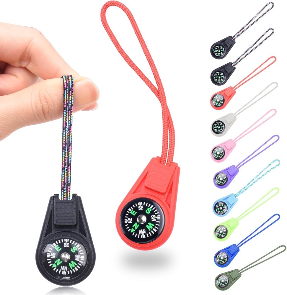 10 Pcs Mini Compass Keychain Multi-Color Outdoor Hiking Pocket Compass for Kids