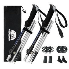 Trekking Poles Collapsible Hiking Poles – 2 Pack Aluminum 110-130cm Black