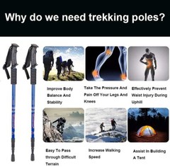 Hiking Trekking Poles Collapsible Lightweight Anti Shock Adjustable 2 Pack