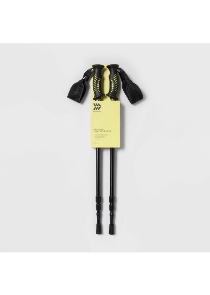 ALL IN MOTION 2PK ADJUSTABLE TREKKING POLES: ALUMINUM, RUBBER HANDLES – BLACK