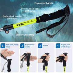 7075 Aluminum Trekking Pole Foldable Tungsten Tip Single