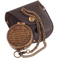 Trust in The Lord – Proverbs 3:5-6 Engraved Brass Pocket Compass, Baptism Gif…