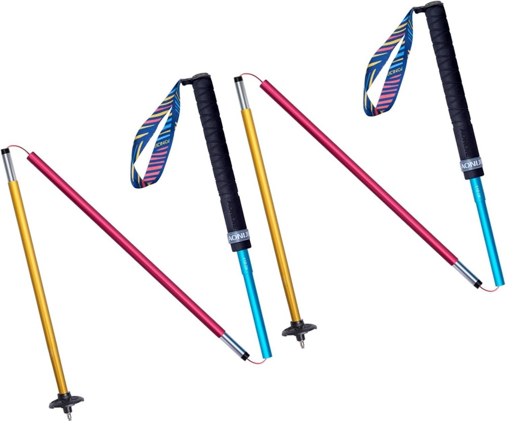 Aluminum Alloy Trail Running Poles Quick Lock 2 Pcs Foldable for Hiking