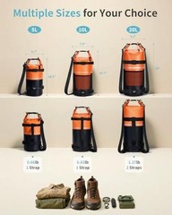 Waterproof Dry Bag for Women Men, 5L/10L/Roll Top Lightweight Dry 20L Orange