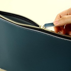 PU Leather A4 File Folder Zipper Document Holder Envelope Folder Case Haze Blue