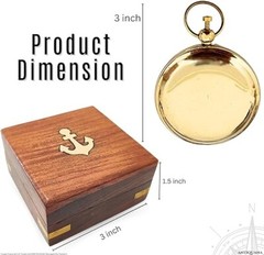 Authentic Antique Push Button Compass Presented in Artisan Wooden Box