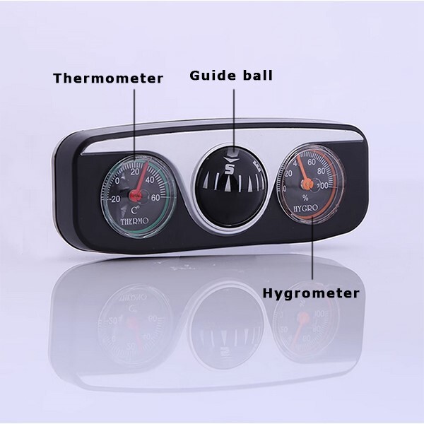 Portable 3-in-1 Car Compass Thermometer Hygrometer Dashboard Mount Navigation