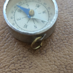 Vintage Compass Tool with Magnifying Lens & Mirror