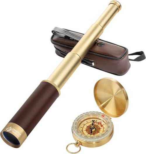 Retro Pirate Telescope Zoomable 25×30 Spyglass Portable Collapsible Handheld