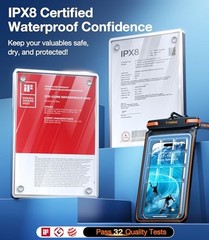 IPX8 Waterproof Phone Pouch Floating, Underwater Screen 7.0 INCH 1 Pack-Black