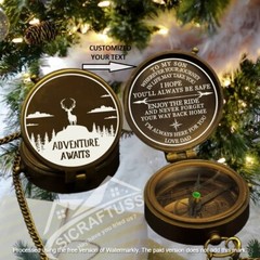 Personalized Baptism Gift – Engraved Pocket Brass Compass – To My Son Compass