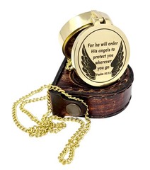 Brass Compass Engraved Religious Scripture Verse Gift Baptism Graduation Day