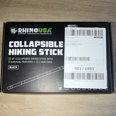Rhino USA Collapsible Hiking Staff 51in Black Carbide/Rubber Tip AC-TOHIKST-BLK