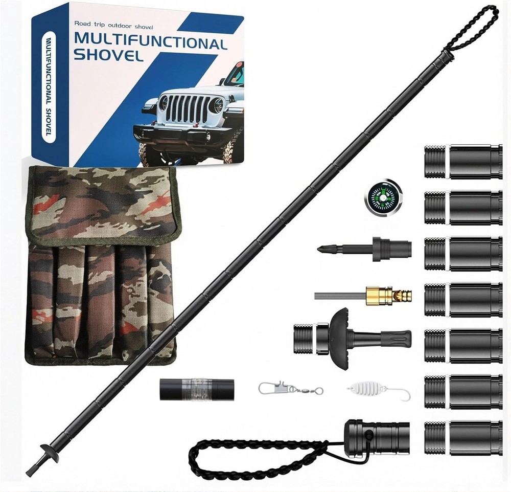 Trekking Pole Tactical Walking Stick, Multifunctional Aluminum black