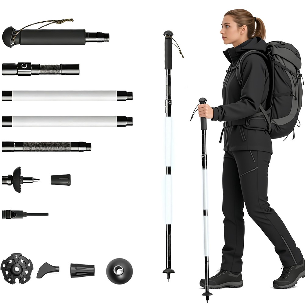 LED Trekking Pole,Lightweight Aluminum Hiking Poles for Women&Men,Collapsible…