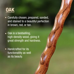 Brazos Handcrafted Wood Walking Stick, Twisted Oak, 58 Inch (Pack of 1), Red