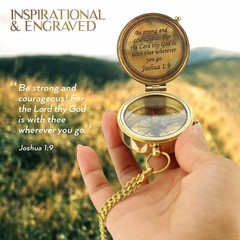 Polished Brass Compass Gift with Display Box – Engraved Scripture Prayer Comp…