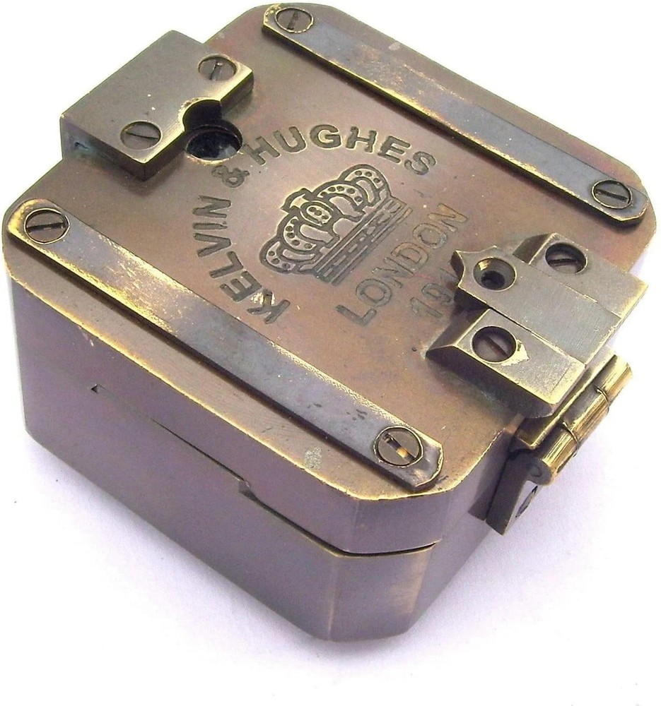 FICUS Gift Old Solid Brass Kelvin & Hughes 1917 Compass 3 Inches
