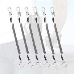 6Pcs Durable Fishing Lanyards Retractable Elastic Ropes Grey PU Material