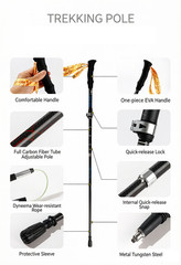 Ultralight Carbon Fiber Collapsible Hiking Poles – Quick Fold 32cm Compact Trekk
