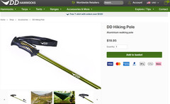 DD Aluminum Adjustable Trekking Hiking Poles (2x) Olive Green