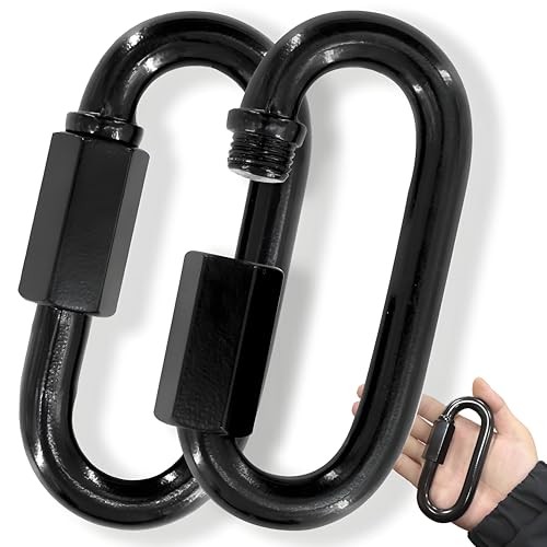4.2″ Chain Quick Links, 2Pcs 1/2″ Heavy Duty Carabiner, 2500 2PCS 4.2″ Black