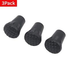 3 Pack Walking Stick Ferrules Black Rubber Cane Crutch Bottom End Heavy-Duty
