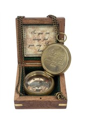 Handmade Brass Compass with Wooden Box – “So You Can Always Find Your Way Bac…