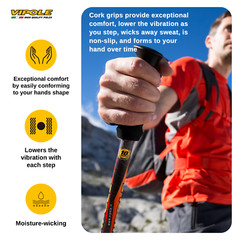 Vipole Trekker Cork Hiking Poles with Twistlock Technology and Adjustable Shafts