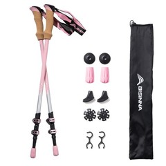 Bisinna Hiking/Trekking Poles, 135cm Telescopic, Aluminium, Cork Handle, 2pcs, Unisex