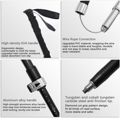 Carbon Fiber Hiking Poles 2pcs, Collapsible Nordic Trekking Poles,Cork Handle…