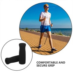 2Pcs Comfortable Antiskid Cane Hand Grips Black Sponge for Elderly Walking Aid