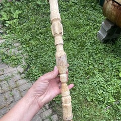 Hand-Carved Wooden Walking Stick Cane w/ Animal Head Handle, Brown, Unisex