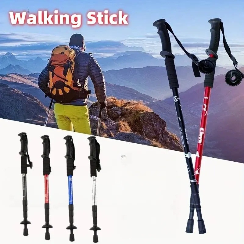2X Telescopic Walking Trekking Poles Nordic Hiking Sticks Collapsible Alpenstock
