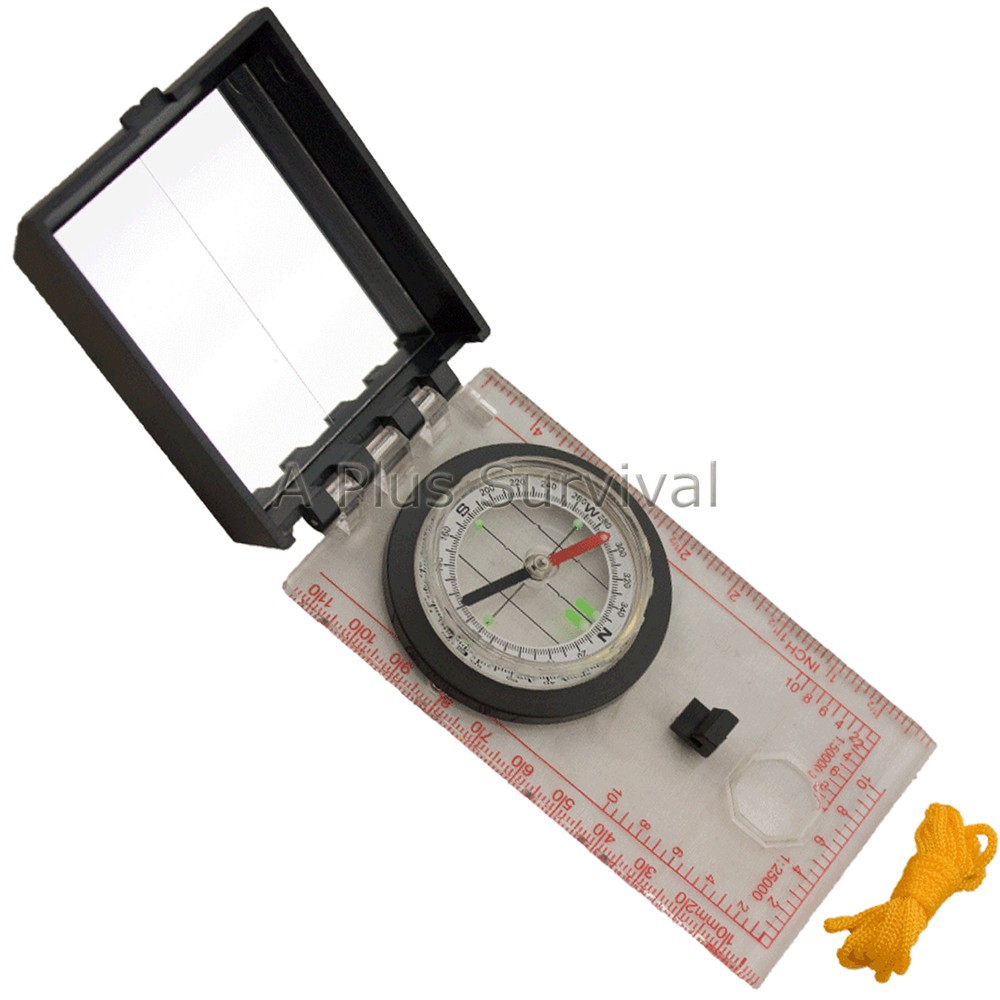 Map Pocket Compass Ruler Lanyard Mirror Survival Kits