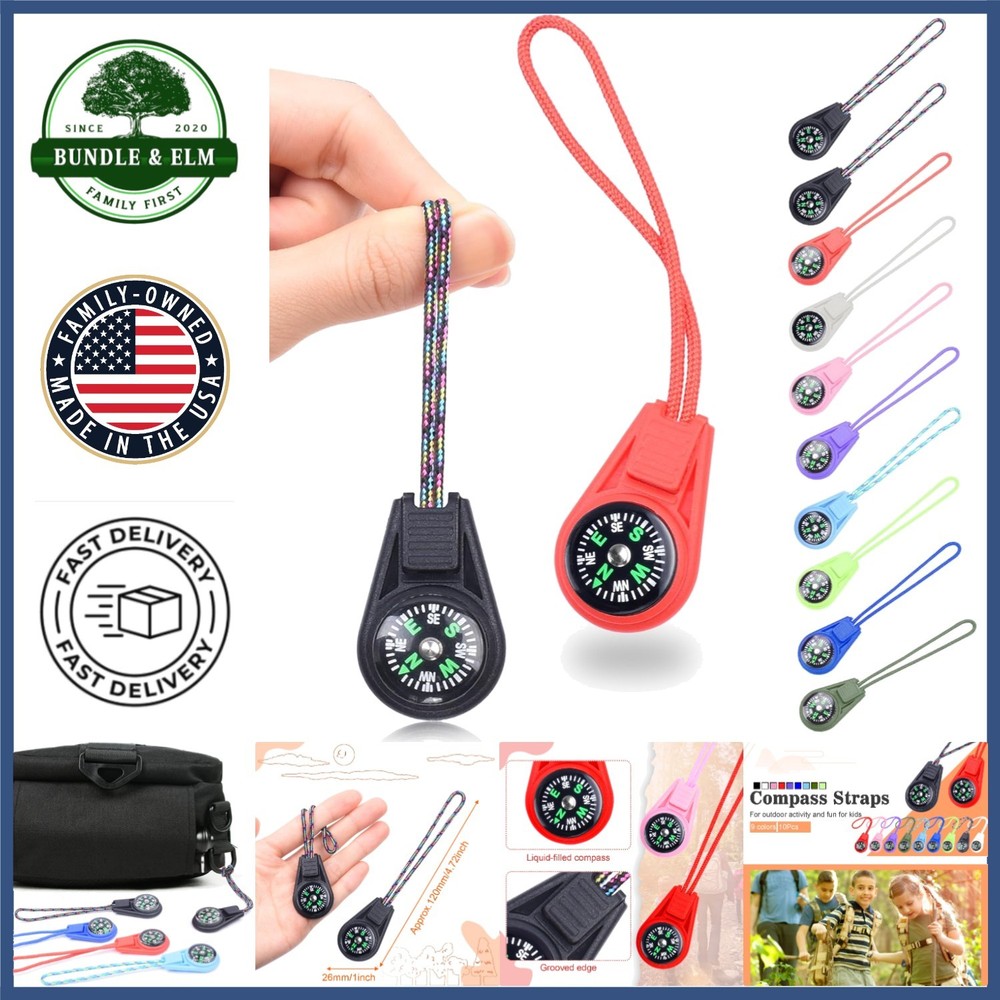 Durable Mini Compasses for Kids, 10-Pack with Nylon Straps for Easy Carrying