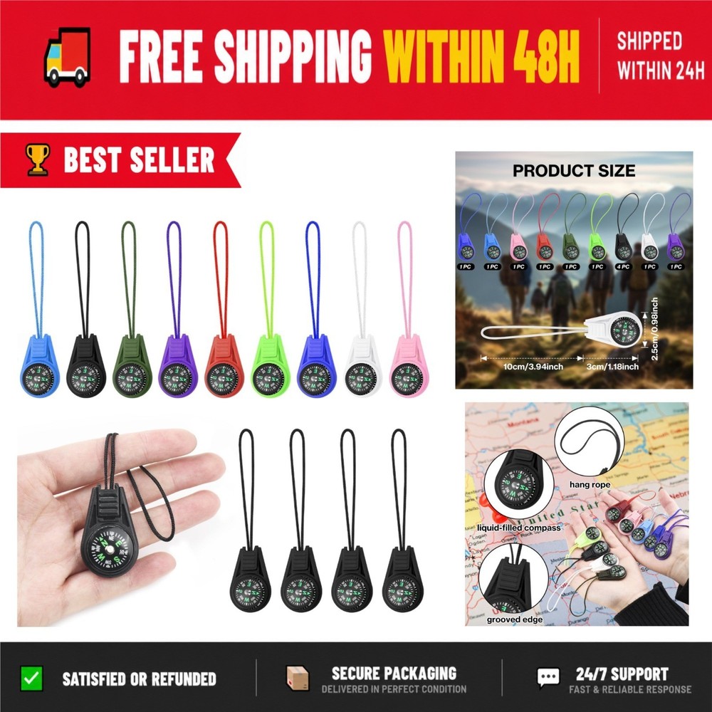 Mini Compass for Kids Keychain – Colorful Outdoor Hiking Survival Tool