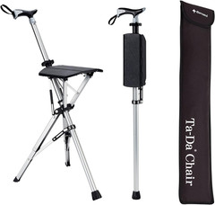 STEP2GOLD Ta-Da Chair, Portable Trekking Hiking Pole, Folding Walking Stick with