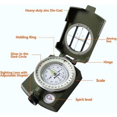 Durable Waterproof Military Compass Luminous Dial Portable Hiking Adventure Gear