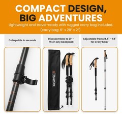 3K Carbon Fiber Trekking Poles, Collapsible Set of 2 Lightweight Adjustable H…