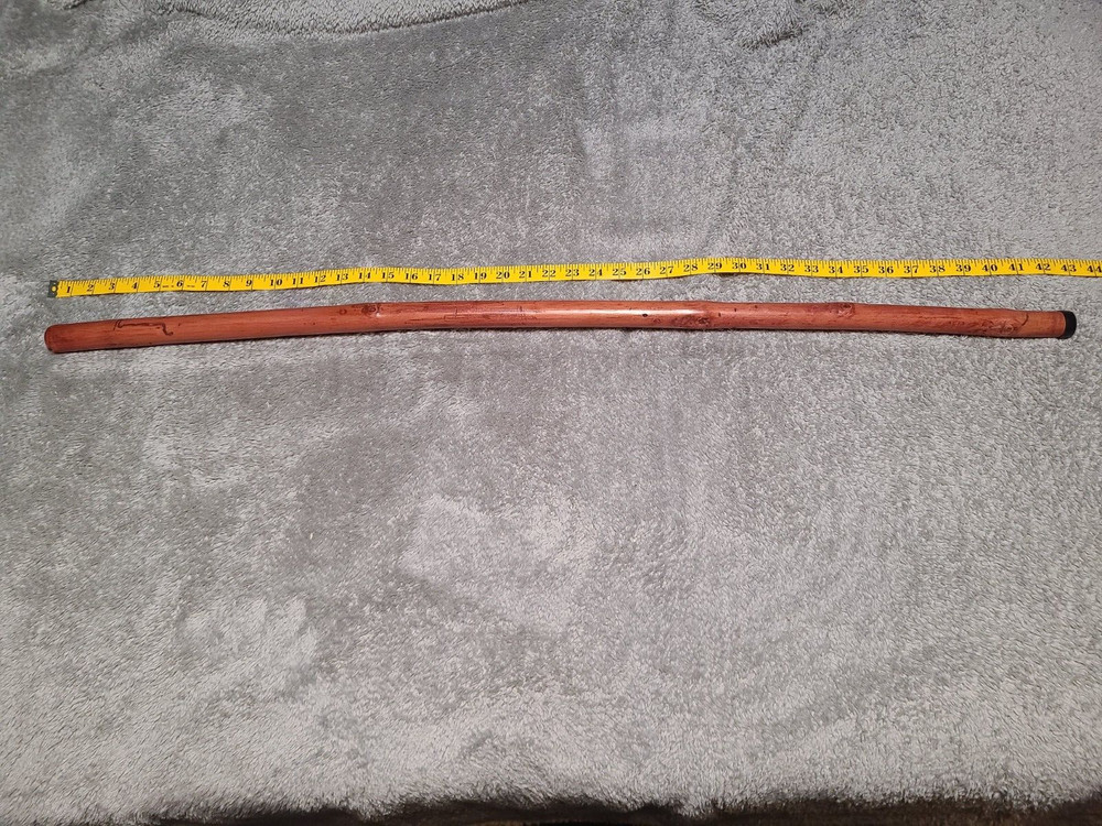 Vintage Hand Crafted Wooden Walking Stick/Staff-WITH RED STONE TOP -44″