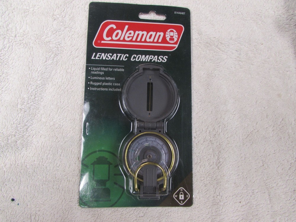 Coleman Lensatic Compass w/Case – Liquid Filled Luminous Letters SEALED 814A640T
