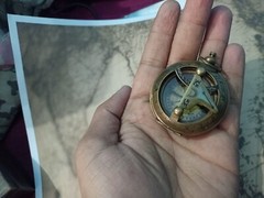 Brass Sundial Compass Vintage Pocket Style Nautical Antique Gift