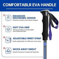 Collapsible Trekking Poles for Hiking 2 Pack – Adjustable Aluminum Black