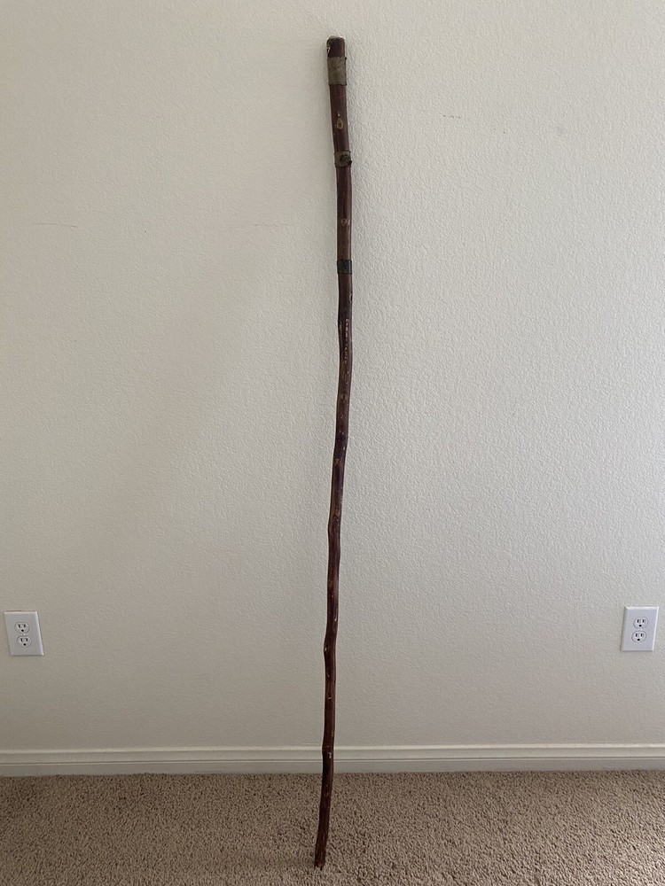 WOOD WALKING HIKING STICK HANDMADE 67”