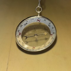 Vintage Japan Double Two Sided Glass Pocket Compass Transparent WWII Rare Chain