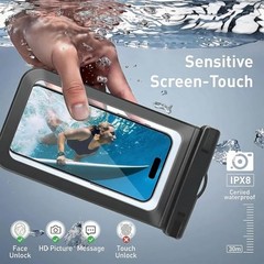 2 Pack Waterproof Phone Pouch, Waterproof Beach Bag 7in A3-Black+Green-2 pack